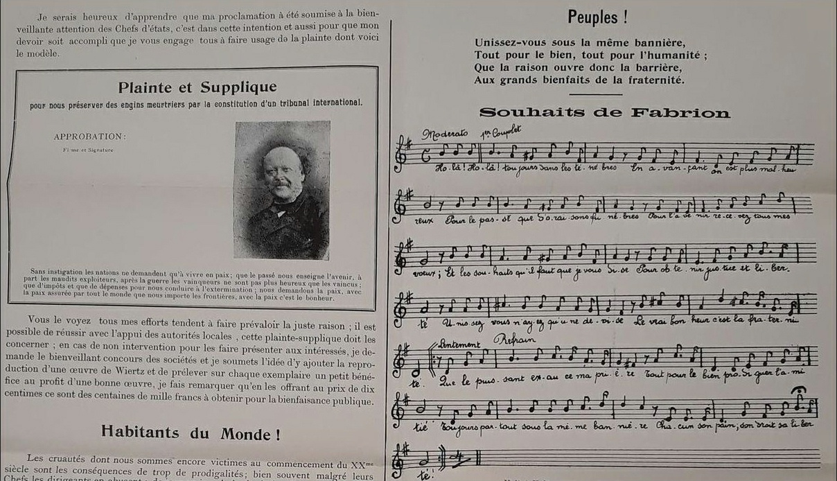 Description de l'image par IA : Page de journal avec texte et partitions musicales, incluant une photographie et des descriptions historiques.
