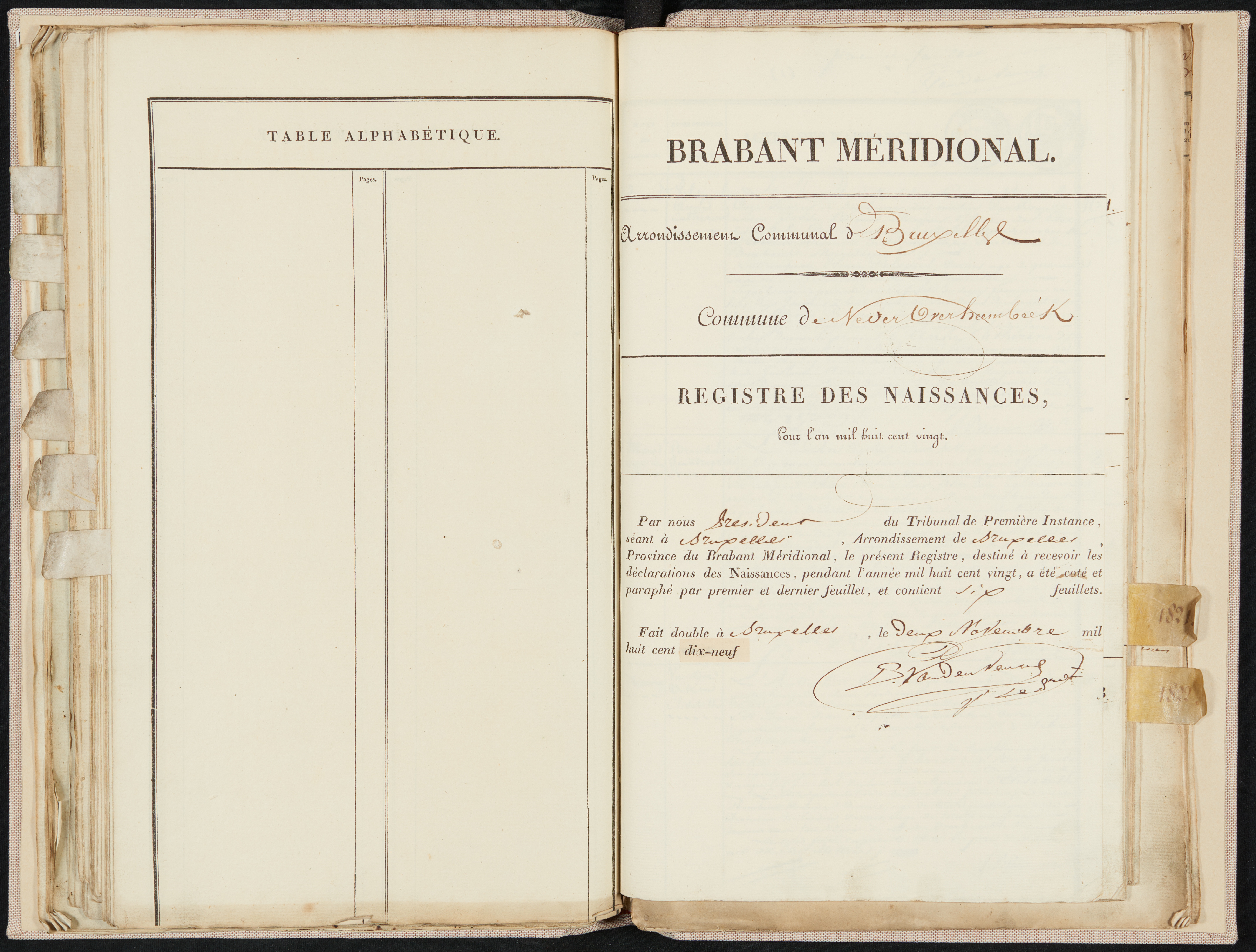 Description de l'image par IA : Page d'un registre avec texte en français, incluant des signatures et des instructions.