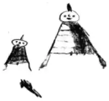 Description de l'image par IA : Trois personnages stylisés avec des formes simples et des visages souriants.