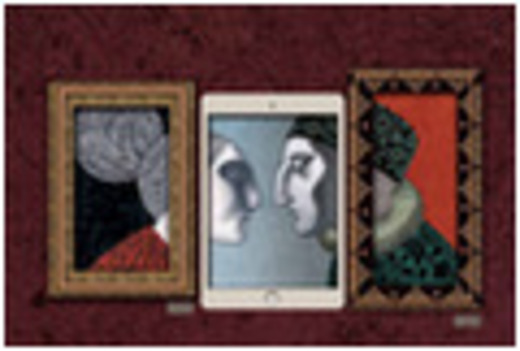 Description de l'image par IA : Trois cadres avec des illustrations : un cerveau, deux oreilles et une personne en robe verte.