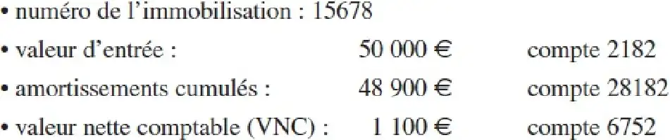 Tableau financier avec numéros de lignes, valeurs en euros et montants complets.