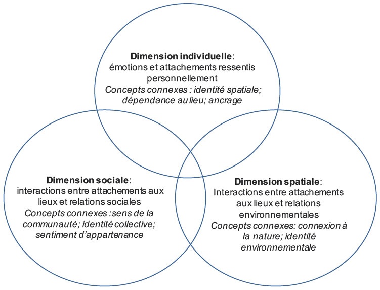 Description de l'image par IA : Diagram en Venn avec trois cercles : individuel, social, spatial.