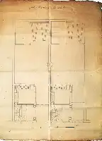 Description de l'image par IA : Plan architectural en noir et blanc de deux maisons avec escalier central et pièces symétriques.