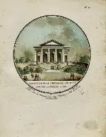Description de l'image par IA : Dessins architecturaux de la maison de M. Le Chevalier, architecte, près de la Pompe à feu.