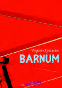 Description de l'image par IA : Couverture rouge avec titre "Barnum" en blanc et noir.