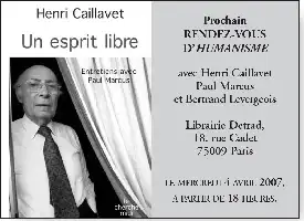 Description de l'image par IA : Affiche en noir et blanc avec photo d'un homme, titre "Un esprit libre" et détails d'un événement.