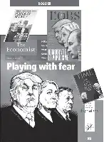 Description de l'image par IA : Couverture de magazines avec des images en noir et blanc de personnalités politiques, titres sur la démocratie et le populisme.