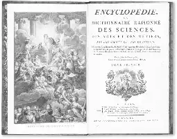 Description de l'image par IA : Illustration complexe avec des figures mythologiques. Titre "ENCYCLOPÉDIE" et texte en français.