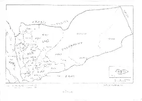 Description de l'image par IA : Carte du Yémen avec les régions et principales villes.