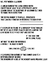 Description de l'image par IA : Texte avec des concepts philosophiques et esthétiques sur fond blanc.