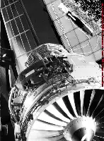 Description de l'image par IA : Moteur d'avion avec hélice, vue rapprochée, cadre industriel.