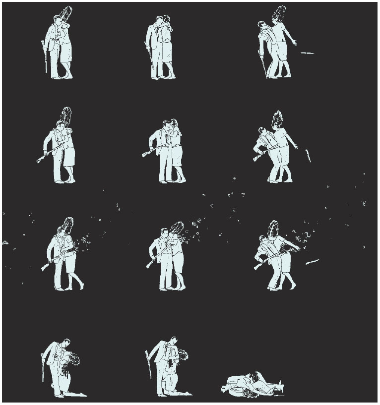Description de l'image par IA : Dix dessins en noir et blanc de Sol Carrelus, 2008.