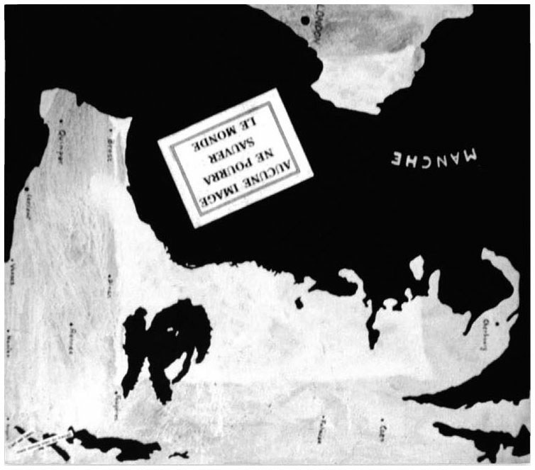 Description de l'image par IA : Carte en noir et blanc montrant la Manche, la mer du Nord et une partie de l'Europe avec des annotations en français.