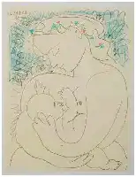 Description de l'image par IA : Femme tenant un enfant, cheveux longs, fond floral.