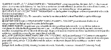 Description de l'image par IA : Liste de points sur la psychothérapie avec des enfants et adolescents réfugiés de guerre.