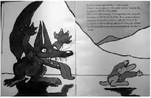 Description de l'image par IA : Un chien avec des griffes sorties et une langue rouge effraie Tom le lapin qui court.