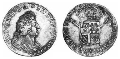 Description de l'image par IA : Deux faces d'une pièce de monnaie. Une face montre un profil de tête, l'autre un bouclier avec des symboles.