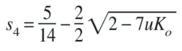Description de l'image par IA : s indice 4 position de base égale début fraction 5 sur 1 4 fin fraction moins deux-demis début racine carrée 2 moins 7 u K majuscule indice o position de base fin racine carrée