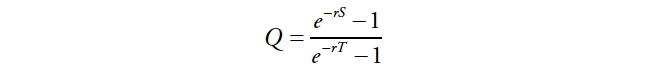 Description de l'image par IA : Q majuscule égale début fraction e exposant négatif r S majuscule position de base moins 1 sur e exposant négatif r T majuscule position de base moins 1 fin fraction