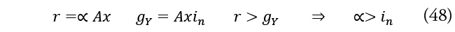 Description de l'image par IA : r égale proportionnel à A majuscule x g indice Y majuscule position de base égale A majuscule x i indice n position de base r supérieur à g indice Y majuscule position de base double flèche droite alpha supérieur à i indice n position de base parenthèse gauche 4 8 parenthèse droite