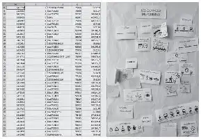 Description de l'image par IA : Tableau avec des codes et texte en anglais à gauche, et affiche avec des icônes et texte en français à droite.