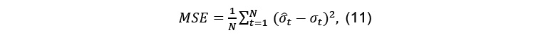 Description de l'image par IA : M majuscule S majuscule E majuscule égale début fraction 1 sur N majuscule fin fraction sommation début souscript t égale 1 début suscript N majuscule fin scripts parenthèse gauche suscrire sigma avec circonflexe indice t position de base moins sigma indice t position de base parenthèse droite au carré virgule parenthèse gauche flèche vers le haut flèche vers le haut parenthèse droite